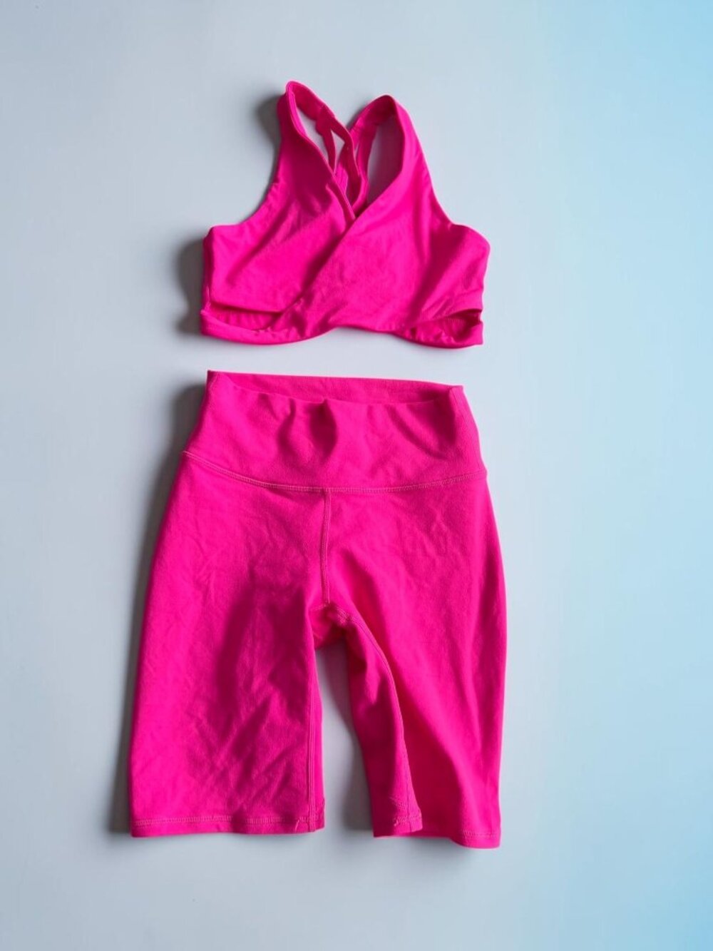 FABLETICS Hot Pink Workout Bra and Shorts Size XS